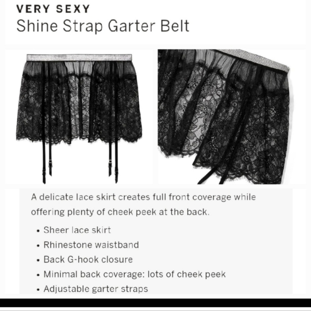 Victoria's secret very sexy shine strap skirt front garter belt